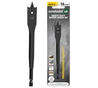 Surebuild UK Heavy Duty Flat Bit, High Resistance Steel, Wood Drilling, 152mm Length, 1/4" Quick Change Hex Shank, Multiple Sizes 10-32mm (10mm)