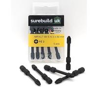 Surebuild UK Made in Germany PZ2 Impact Driver Bits, 50mm Length, Pack of 5
