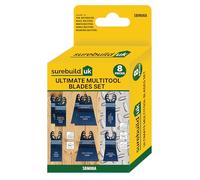 Surebuild UK Multi-tool Blade Set, 8-Piece, Wood and Metal Compatible, 28-68mm, Fine and Coarse Japanese Teeth, 14-18 TPI, CRV and BIM