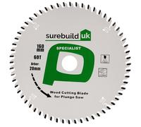 Surebuild UK Pro Plunge Saw Blades, 160mm Diameter, 20mm Bore, 24T/48T/60T, 2.2mm Thick, Titanium-Coated Carbide (160 x 20B x 60T)