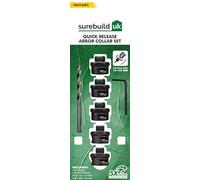 SUREBUILD UK UNI Arbor Collar Set, 14-152mm Hole Saw Compatible, 7-Piece Set with Hex Key, Pilot Drill, and Multiple UNF Collars