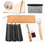 surebuy 38cm Premium Durable Solid Hardwood Flipping Board Baguettes Transfer Peel -Ideal for Artisan Bread Baguettes Baking Bakers with Baking Tray - Dough Whisk - Dough Lame - 2 Couche and Scrapers