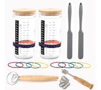 surebuy Sourdough Starter Jar - Glass Jar with Lid For Fermentation, Storage & Preserving, Silicone Jar Spatula,Date Feeding Band, Thermometer, Cloth Cover Home Baking Supplies