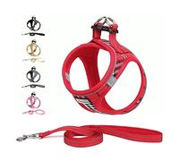 Suredoo Dog Harness and Lead Set, Step-in Breathable Reflective Puppy Cat Dog Vest Harnesses for Small Dogs (S, Red Plaid, Chest: 29-33cm)