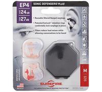 SureFire Sonic Ear Defenders EP4 Plus Noise Cancelling Headphones 24db NRR Hearing Protection for Shooting, Hunting or Construction, Ideal for Men, Women and Adults, Medium, Clear