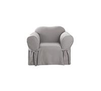 Surefit Cotton Duck Armchair Box Cushion One Piece Slipcover, Chair Cover, Relaxed Woven Fit, 100% Cotton, Machine Washable, Gray