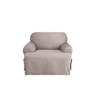 Surefit Cotton Duck Armchair T-Cushion One Piece Slipcover, Chair Cover, Relaxed Woven Fit, 100% Cotton, Machine Washable, Gray