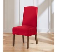 Surefit Cove Cotton Canvas Short Dining Room Chair Covers, Dining Chair Cover with 6 Inch Skirt, Removable and Machine Washable, Set of 2 Dining Chair Covers, Claret