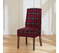 Surefit Cove Cotton Canvas Short Dining Room Chair Covers, Dining Chair Cover with 6 Inch Skirt, Removable and Machine Washable, Set of 2 Dining Chair Covers, Plaid