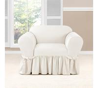 Surefit Essential Twill One Piece Chair Slipcover | 100% Cotton | Machine Washable Chair/Box Cushion/White
