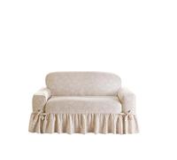 Surefit Essential Twill Ruffled Loveseat Slipcovers, Loveseat Cover with Cotton Printed One-Piece Design and Ruffled Skirt, Machine Washable Love Seat Cover, Neutral Floral