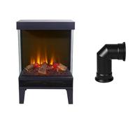Sureflame ES-9328 Electric Stove in Black with Angled Stove Pipe, LED Flame Effect, 1.8kW Heat Output, Easy Plug-In Installation
