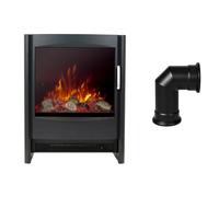 Sureflame Keston Electric Stove/Fireplace - Black Design with Angled Stove Pipe, Realistic LED Flame Effect, 1.8kW Heat Output, Easy Plug-In Installation