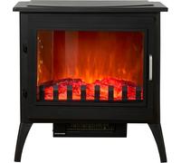 Sureflame Marlow 3-Sided Electric Stove in Black with Manual Control, Thermostat, Dimmable Flame Effect