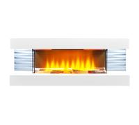 Sureflame WM-9332 Electric Wall Fireplace Suite with Downlights & Remote in Pure White