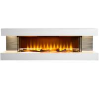 Sureflame WM-9332 XL Electric Wall Fireplace Suite with Downlights & Remote in Pure White