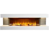 Sureflame WM-9332 XL Electric Wall Fireplace Suite with Downlights & Remote in Pure White Sureflame White