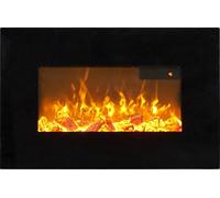 Sureflame WM-9334 Electric Wall Mounted Fire with Remote in Black, 26 Inch, LED Flame Effect, Programmable Timer & Thermostat