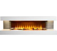 Sureflame XL Electric Wall Fireplace Suite - Pure White Design with Downlights, Remote Control, LED Flame Effect, Programmable Timer & Thermost