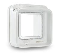Sure Petcare SureFlap DualScan Microchip Cat Flap, RFID Collar Tags and Microchip Compatible, One-Button Control, Install in Doors, Windows and Walls, White, 4 x AA Batteries Required, Not Included