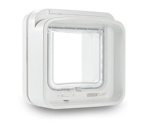 SureFlap Sure Petcare DualScan Microchip Cat Flap, RFID Collar Tags and Microchip Compatible, One-Button Control, Install in Doors, Windows and Walls, White, 4 x AA Batteries Required, Not Included
