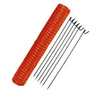 Suregreen Barrier Mesh + 5 Steel Pins | 1m x 15m | Orange | 80g/m² | 1.2kg | Extra Light Duty, High Density, Reusable, Recycled Plastic, Temporary Barrier Fencing
