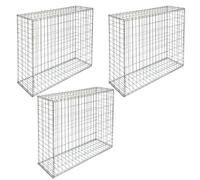 Suregreen Gabion Basket, Galvanised Steel Cage, 100x100x50cm, Pack of 3 | 7.5x7.5cm Hole, Metal Gabion Cage for Retaining Walls, Garden Landscaping & Erosion Control, 10 Gauge Heavy Duty GALFAN Wire