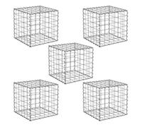 Suregreen Gabion Basket, Galvanised Steel Cage, 30x30x30cm, Pack of 5 | 5x5cm Hole, Metal Gabion Cage for Retaining Walls, Garden Landscaping & Erosion Control, 10 Gauge Heavy Duty GALFAN Wire