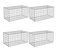 Suregreen Gabion Basket, Galvanised Steel Cage, 30x30x60cm, Pack of 4 | 5x5cm Hole, Metal Gabion Cage for Retaining Walls, Garden Landscaping & Erosion Control, 10 Gauge Heavy Duty GALFAN Wire