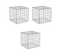Suregreen Gabion Basket, Metal Gabion Cage for Retaining Walls, Garden Landscaping & Erosion Control | 300 x 300 x 300mm | 50 x 50mm Holes | 10 Gauge Heavy Duty GALFAN Galvanised Steel Wire | 3 Pack