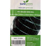 Suregreen PVC Coated Welded Wire Mesh Roll | 1.2m x 10m | 13mm x 25mm Holes | 19 Gauge | Garden Fence, Animal Enclosure, Protective Wire Fencing