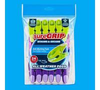 SureGrip Pegs 24 Pack Strong Durable Non-Slip Grip Clothes Pegs Heavy Duty Weather Resistant Ideal for Laundry Washing Line Indoor Outdoor Use By Zinnia
