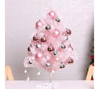 SUREH 2ft Mini Pink Artificial Christmas Tree Tabletop Christmas Tree with Glitter Balls Pinkâ€‚Christmas Tinsel Tree Xmas Tree Home Wedding Decoration