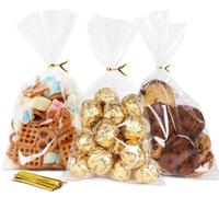 SUREHOME Cellophane Bags, 100 Pack Clear Gift Bags Cellophane Treat Bags with Ties 6x10 Inch Small Cello Candy Bags Plastic Goodie Bags for Party Favors Easter Graduation Cookies Bakery Popcorn Wraps