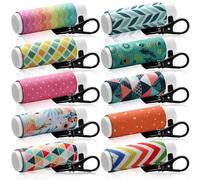 Sureio 10 Pack Lip Balm Holder Keychain Compact Clip On lipstick Lip Gloss Holder Keychain Elastic lipstick Sleeve Clip, Fresh Color, Floral Style