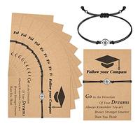 Sureio 10 Pcs Class of 2026 Senior Night Gifts for Her/him Adjustable Compass Bracelets with Blessing Cards Senior 2026 Graduation Gift for College University Middle School Student Grad Present, 18-30
