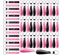 Sureio 100 Pcs Silicone Breast Cancer Awareness Keychain Bulk Hope Faith Keychain Breast Cancer Gifts Party Favors for Women, Multi Colors, about 7.95 x 0.79 inches