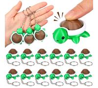Sureio 12 Pcs Turtle Clicker Keychains Bulk, Cute Animal Push Button Stress Relief Clicker Fidget Keychain, Mini Sea Turtle Keyring Gifts for Women Coworkers Office Desk Accessories Party Favors