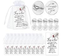 Sureio 24 Memorial Angel Sign Coins Funeral Pocket Token Guardian Angel Coins Lucky Peace Sign Poem Prayer Cards White Organza Bags Gift Bag Celebration of Life Charms Presents(Cardinal)(Cardinal)