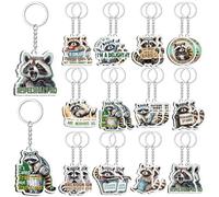 Sureio 24 Pcs Raccoon Keychains Funny Raccoon Gifts Cute Trash Panda Acrylic Keychains Spirit Animal Gift for Women Men Christmas Brithday Party Favors