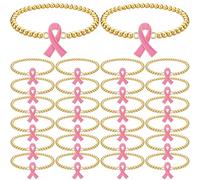 Sureio 24 Pcs Teacher Appreciation Gifts Bulk Gold Beaded Bracelet Set with Apple Charm for Women Elastic Ball Stretch Jewelry Bulk Thank You Present for Educators Mentors Professors