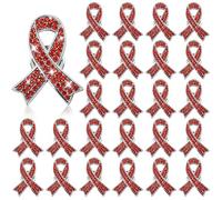 Sureio 25 Pcs Awareness Rhinestone Crystal Ribbon Brooch Pin Bulk, Prevention and Awareness Jewelry Brooch with Clutch Back, about 0.8 x 1 inches, rhinestone, metal, rhinestone, metal