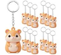 Sureio 48 Pcs 3D Silicone Keychain Bulk Purse Car Accessories Charm for Women Summer Birthday Baby Shower Party Favors, Light Brown, about 1.38 inches