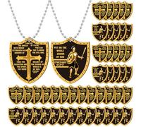 Sureio 48 Pcs Put on The Whole Armor Dog Tag Independence Day Christian Necklaces Gifts Bulk Inspirational Prayer Military Knight Dog Tag Necklace Pendant for Men Father's Day Favor Gift