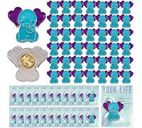 Sureio 50 Pcs Suicide Awareness Elephant Lapel Pins Suicide Prevention Awareness Animal Pins with Inspirational Ribbon Cards for Women Men Friends Backpacks Bags Hats