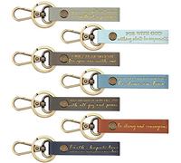 Sureio 7 Pcs Christian Valentine Day Keychains Gift Bulk Religious Bible Verse Inspirational PU Leather Strap Church Favors, Fresh Color, One size