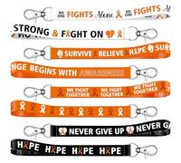 Sureio 72 Pcs Orange Ribbon Awareness Lanyard Keychain for Leukemia Ovarian Cervical Testicular Pancreatic Bladder Cancer Against Domestic Violence Advocates Gifts
