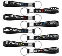 Sureio Christian Bible Keychains with Scripture Inspirational Religious Keychains Verses Church VBS Gift, Dark Colors, Medium