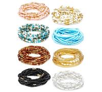 Sureio Handmade Waist Beads - African Belly Beads Chain, Plus Size, Colorful Waist Jewelry Accessories, 70 Inch, Glass Cotton