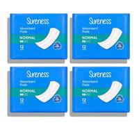 Sūreness Absorbent Pads - Normal | 3 Way Protection | Light to Moderate Bladder Weakness | 12 Pack in Each | 48 Pads in Total